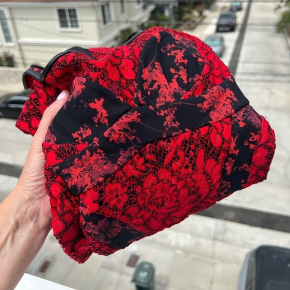 Diane von Furstenburg Vamp red black lace maxi sheer inset dress 8 whimsigoth - Picture 3 of 15